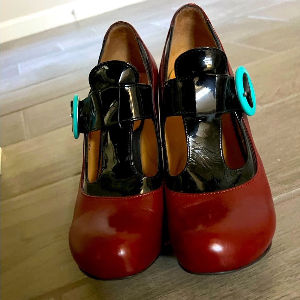 Elegant Red and Black Women's Fluevog Shoes